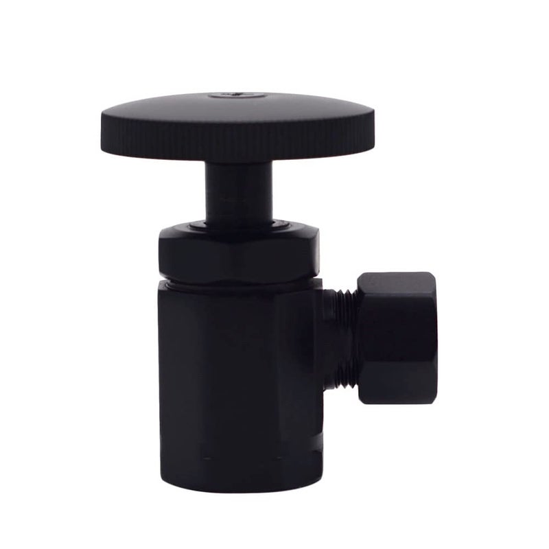 Westbrass D103-62 Round Handle Angle Stop Shut Off Valve, 1/2" IPS Inlet with 3/8" Compression Outlet, Matte Black - Image 3